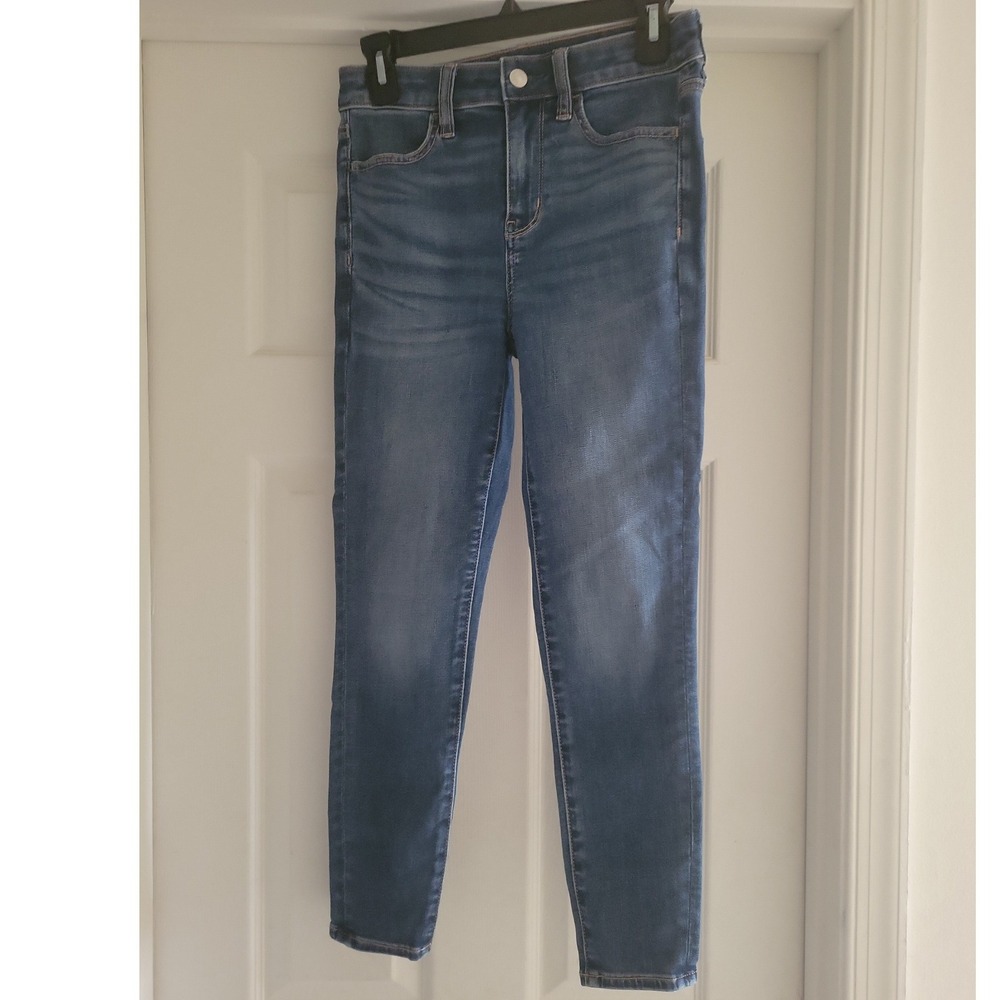 American Eagle High Rise Jegging Next Level Stretch Medium Wash Blue Jeans Sz 4